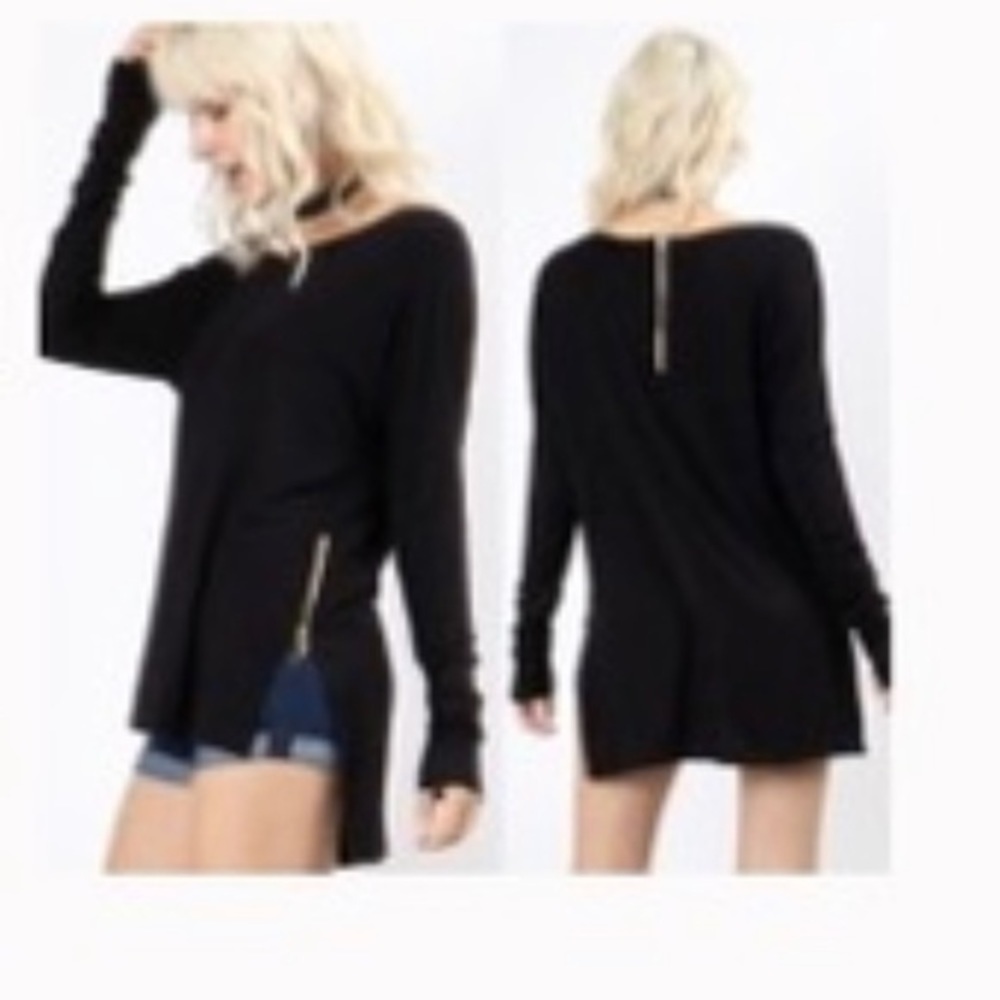 Off the shoulder black zip